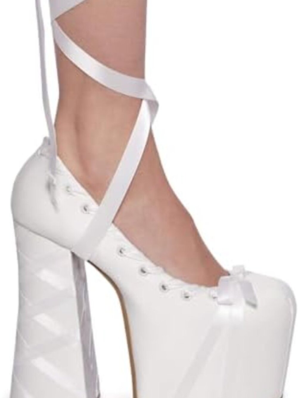 Sugar Thrillz - Sweet Sonata Ballet Wrap Heels in Off White Size 6